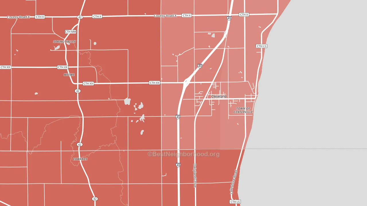 53015, WI block-group political-lean map