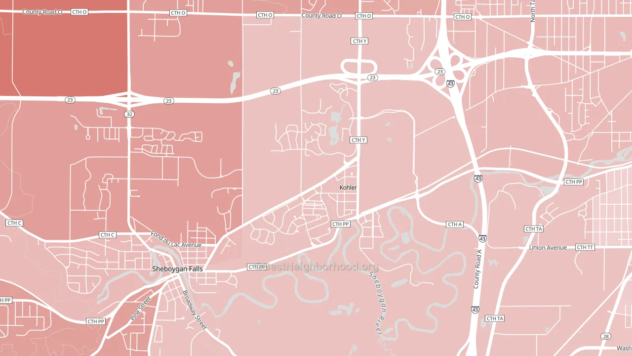53044, WI block-group political-lean map