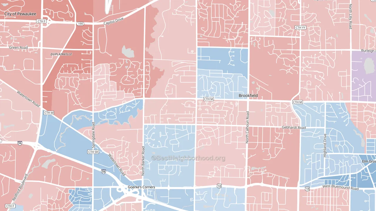 53045, WI block-group political-lean map