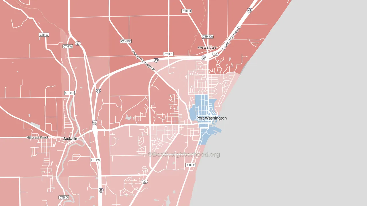 53074, WI block-group political-lean map