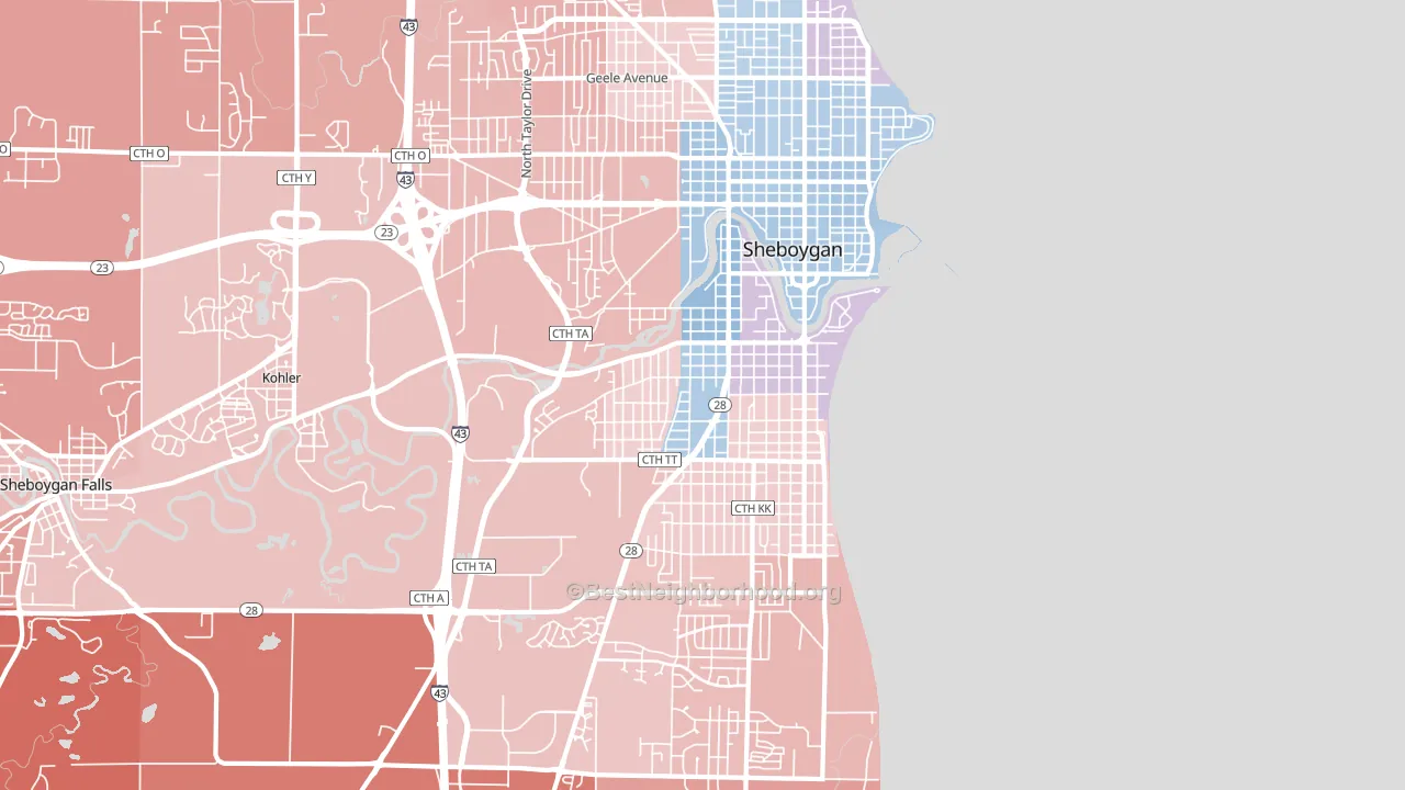 53081, WI block-group political-lean map