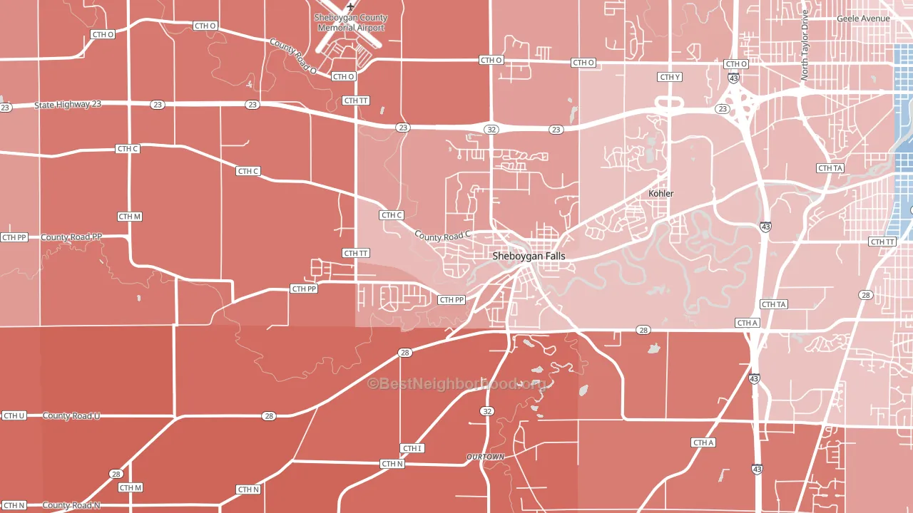 53085, WI block-group political-lean map