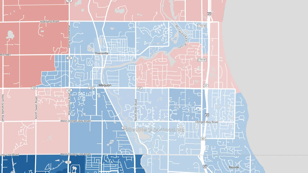 53092, WI block-group political-lean map