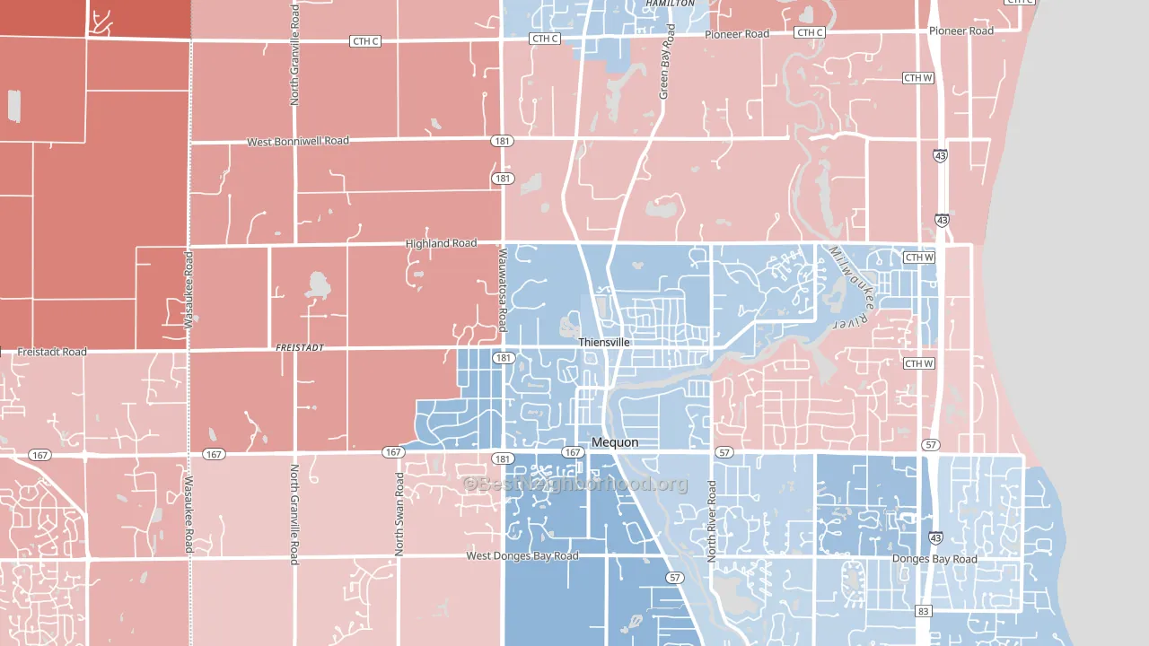 53097, WI block-group political-lean map