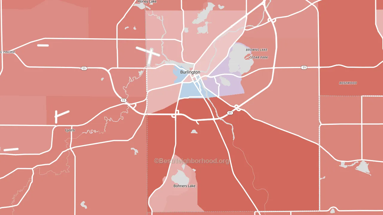 53105, WI block-group political-lean map