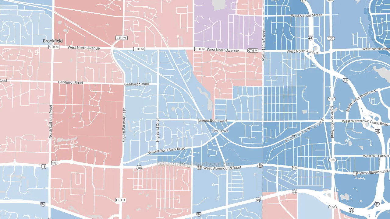 53122, WI block-group political-lean map