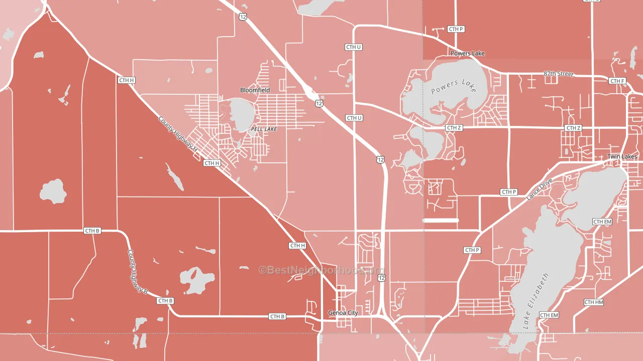 53128, WI block-group political-lean map