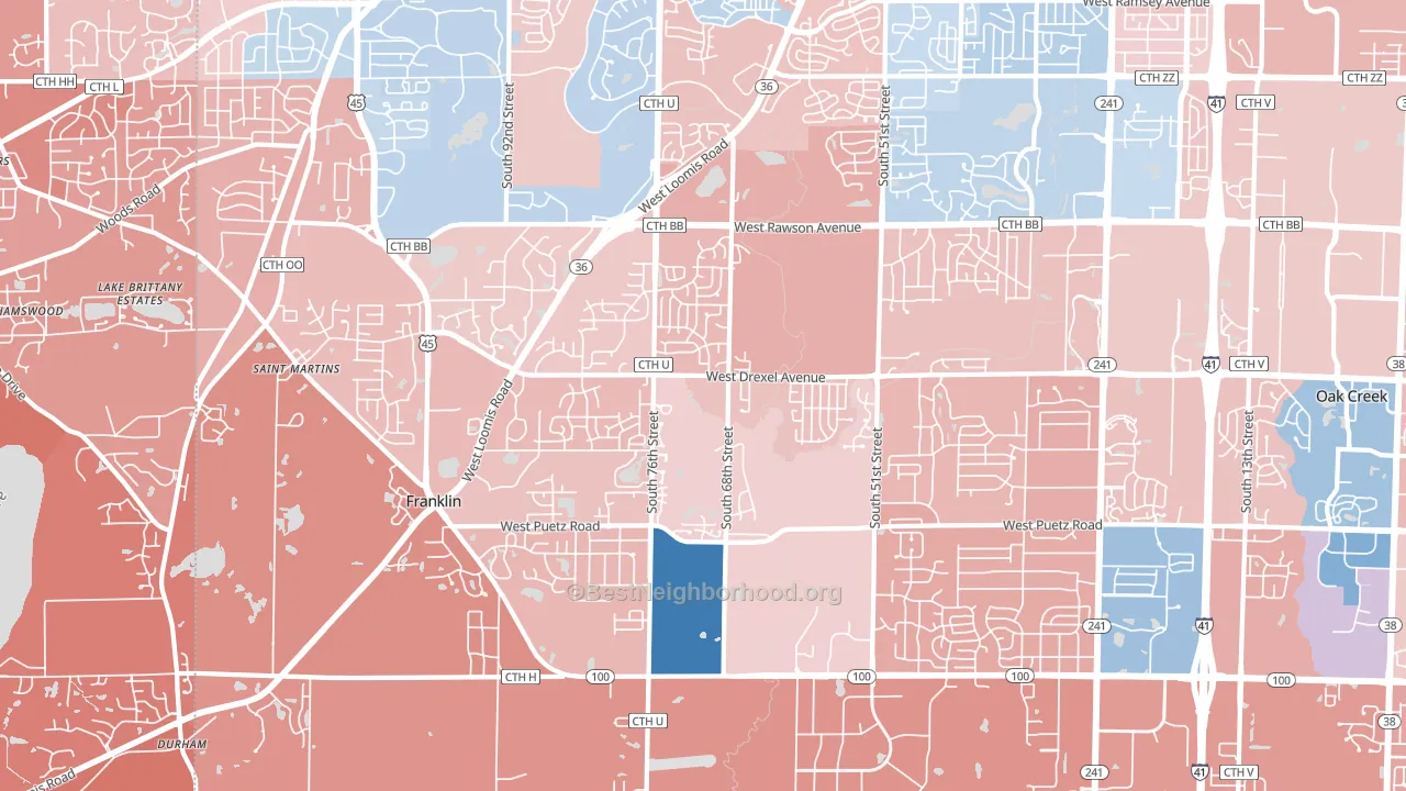 53132, WI block-group political-lean map
