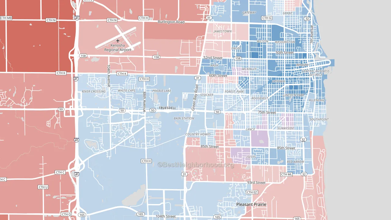 53142, WI block-group political-lean map