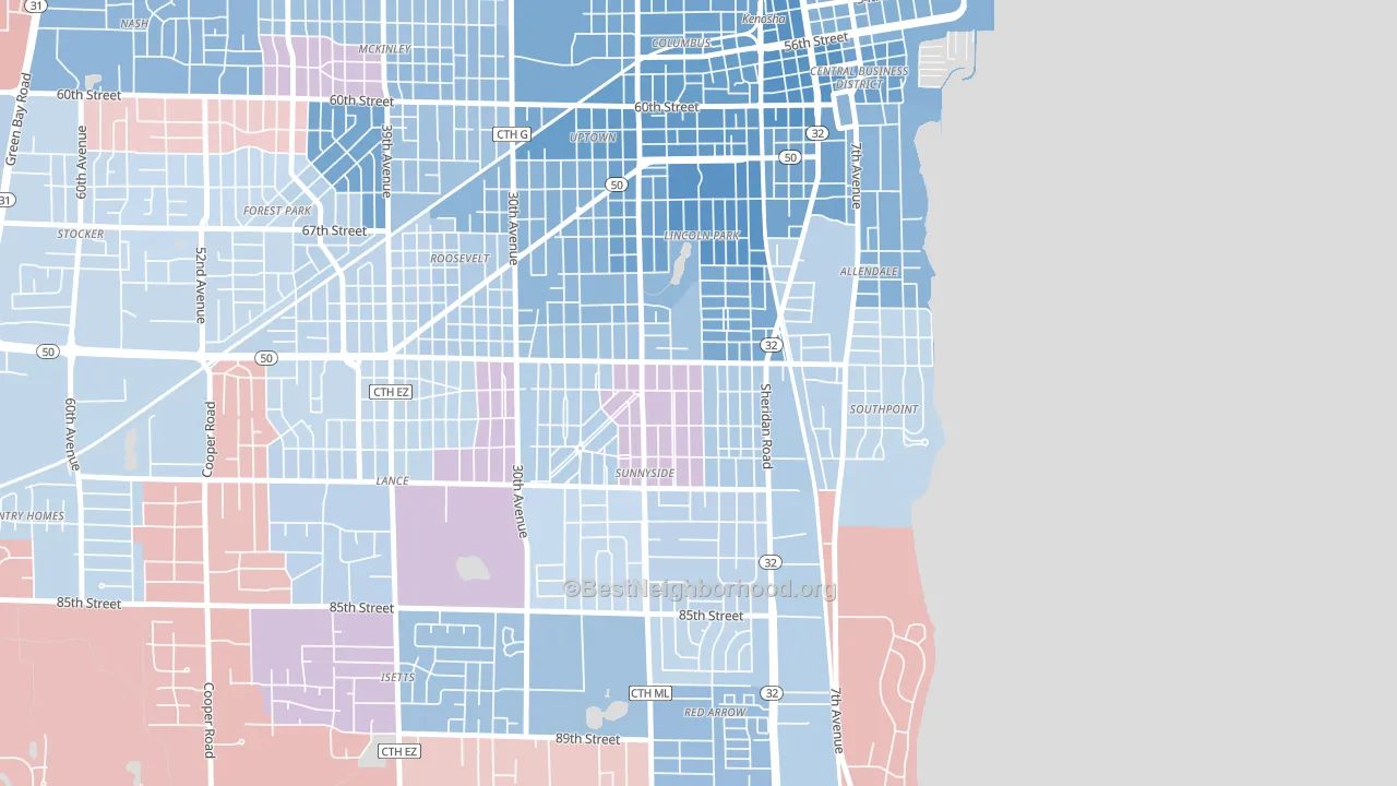 53143, WI block-group political-lean map