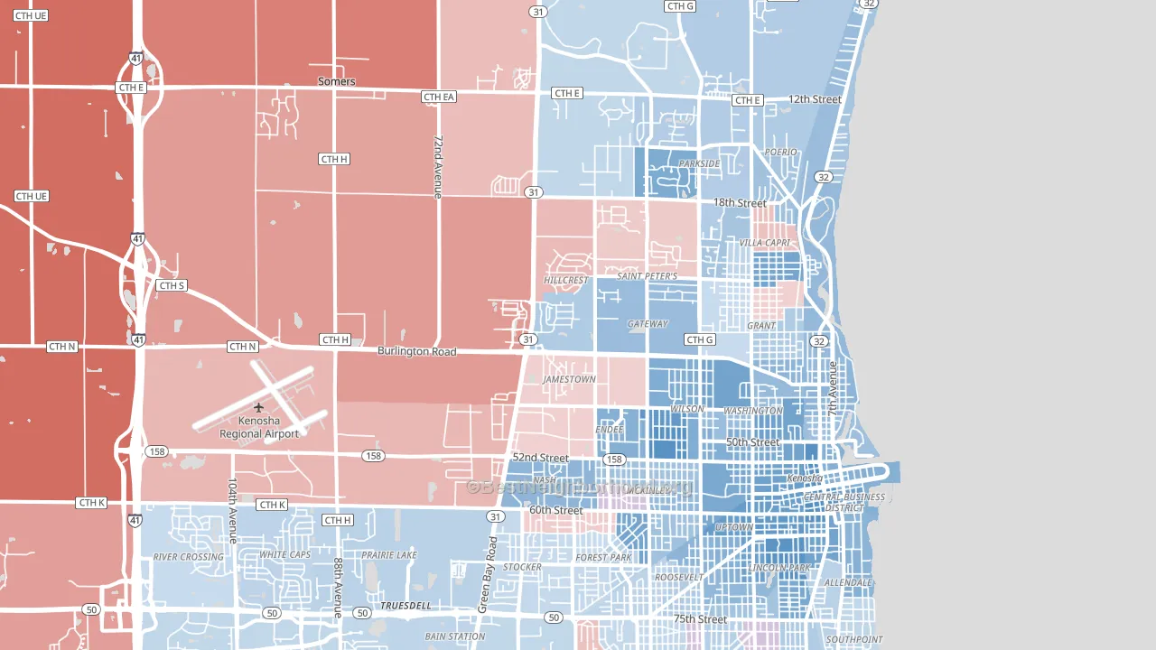 53144, WI block-group political-lean map
