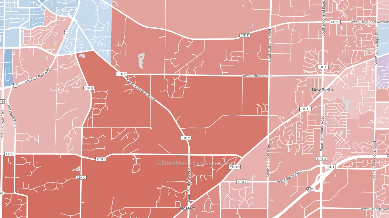 53146, WI block-group political-lean map