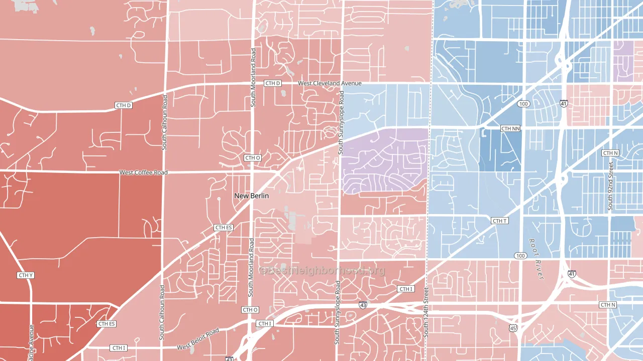 53151, WI block-group political-lean map