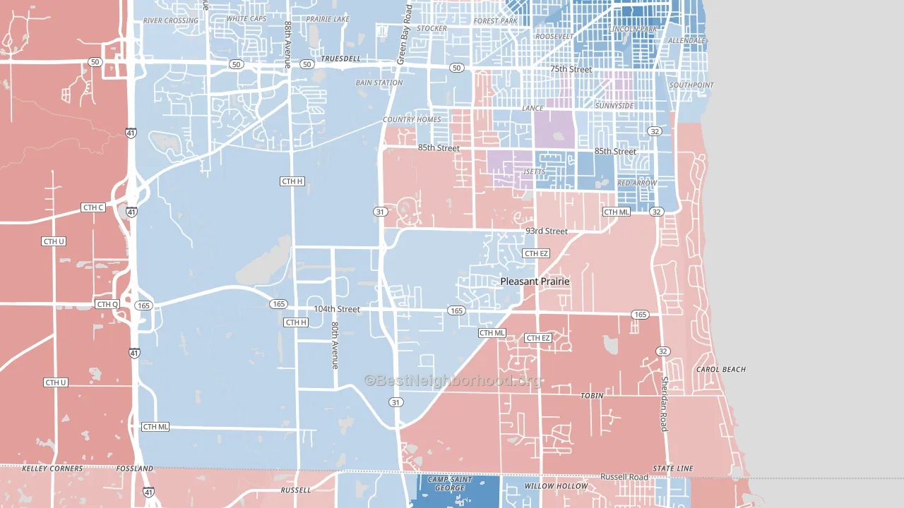 53158, WI block-group political-lean map
