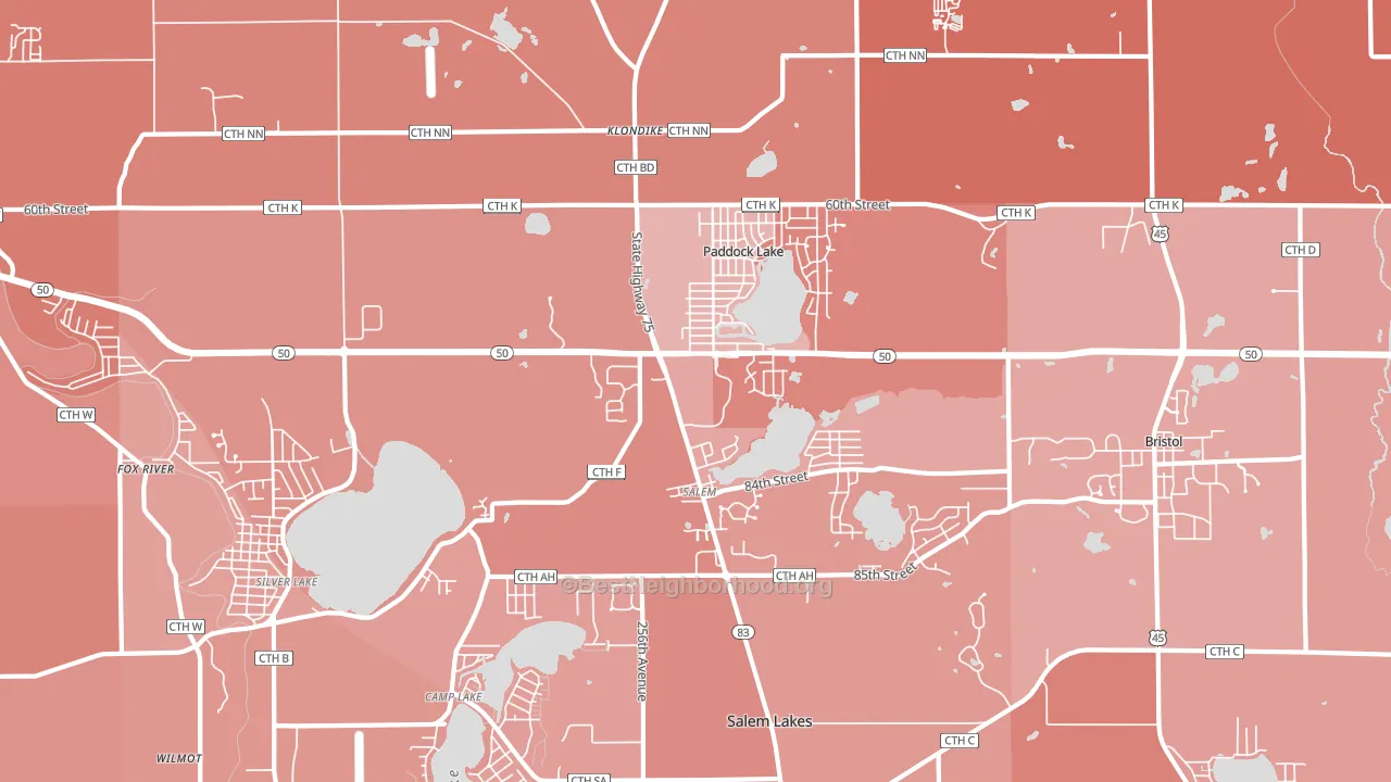 53168, WI block-group political-lean map