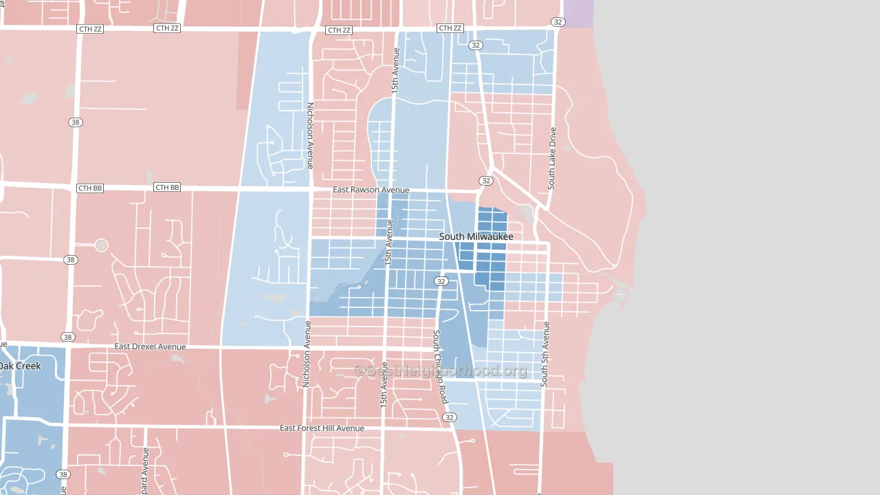 53172, WI block-group political-lean map