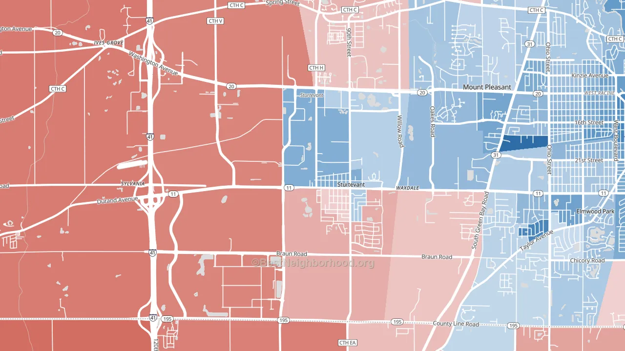 53177, WI block-group political-lean map