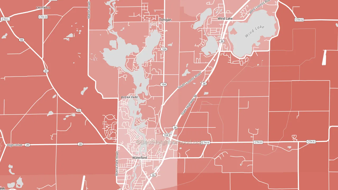 53185, WI block-group political-lean map