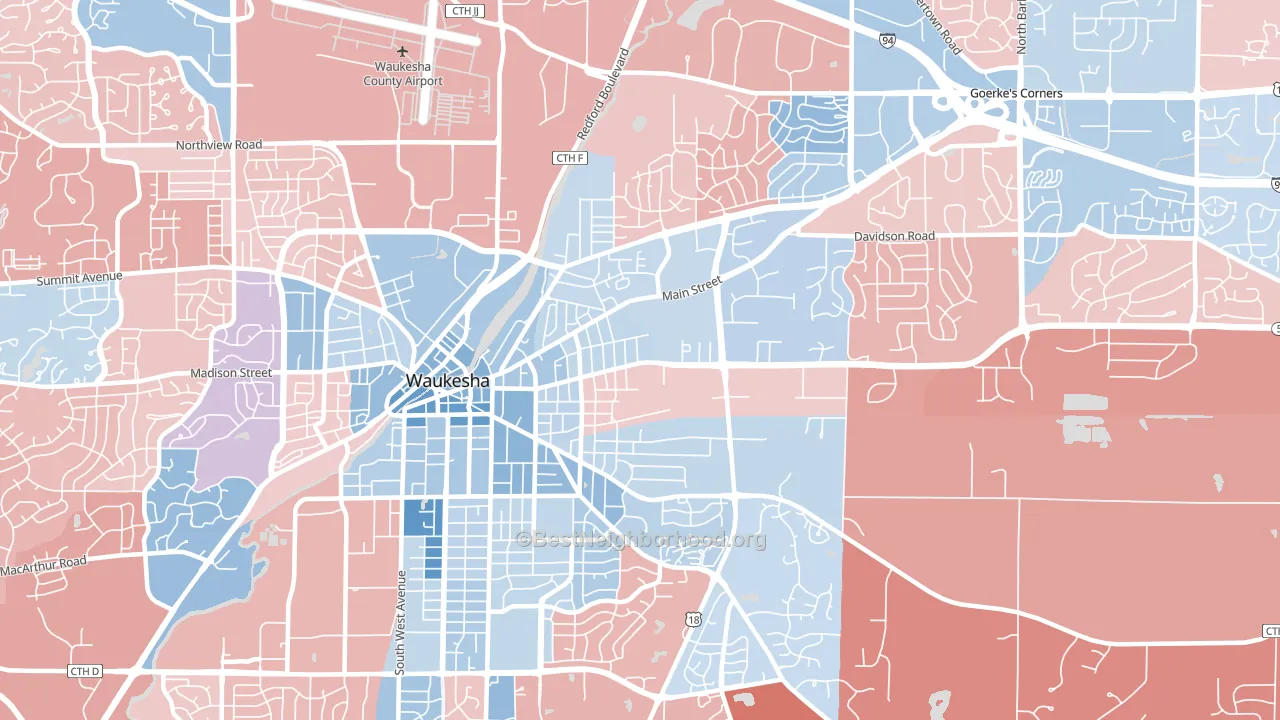 53186, WI block-group political-lean map