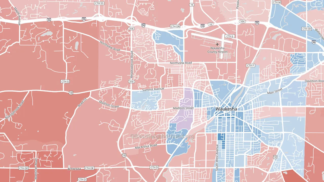 53188, WI block-group political-lean map