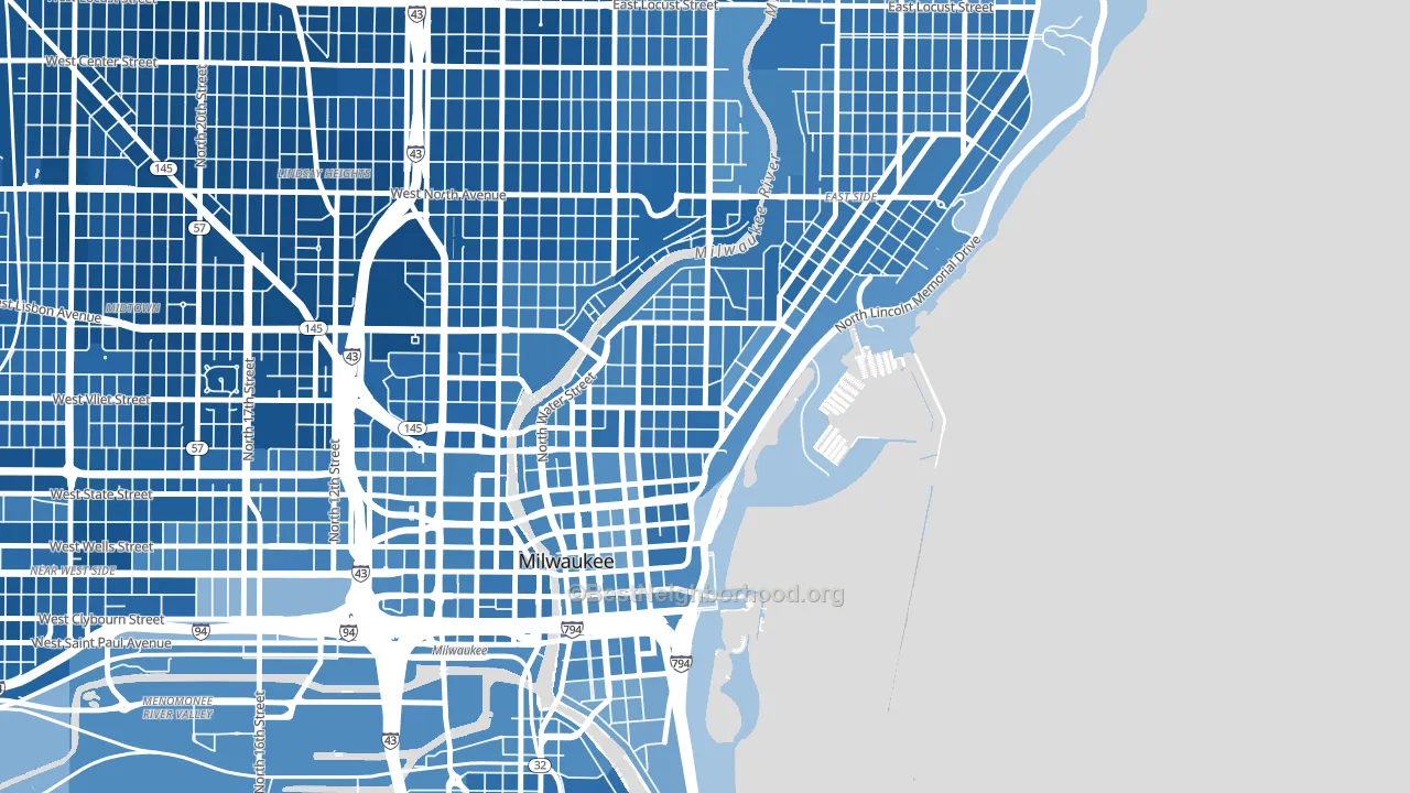 53202, WI block-group political-lean map