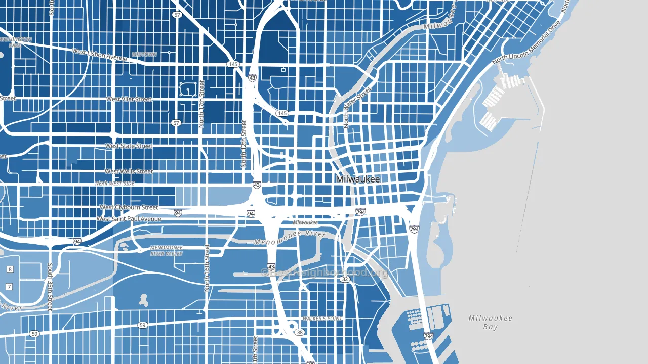 53203, WI block-group political-lean map
