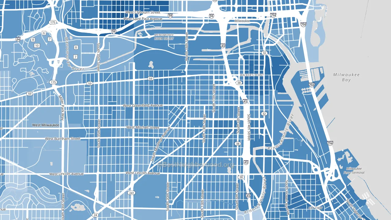 53204, WI block-group political-lean map