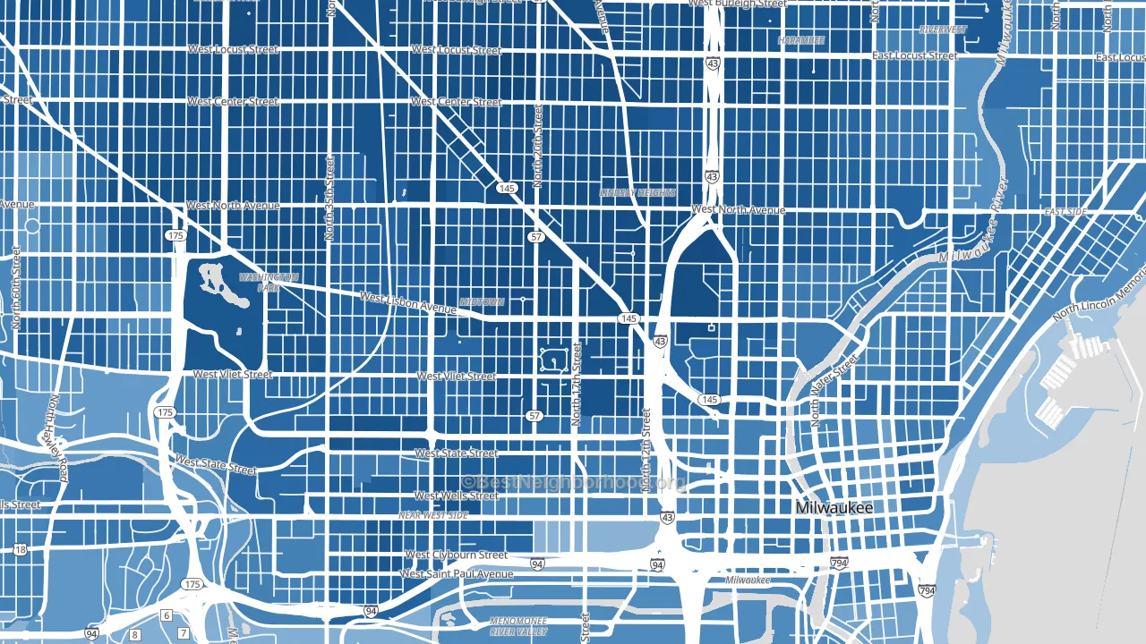 53205, WI block-group political-lean map