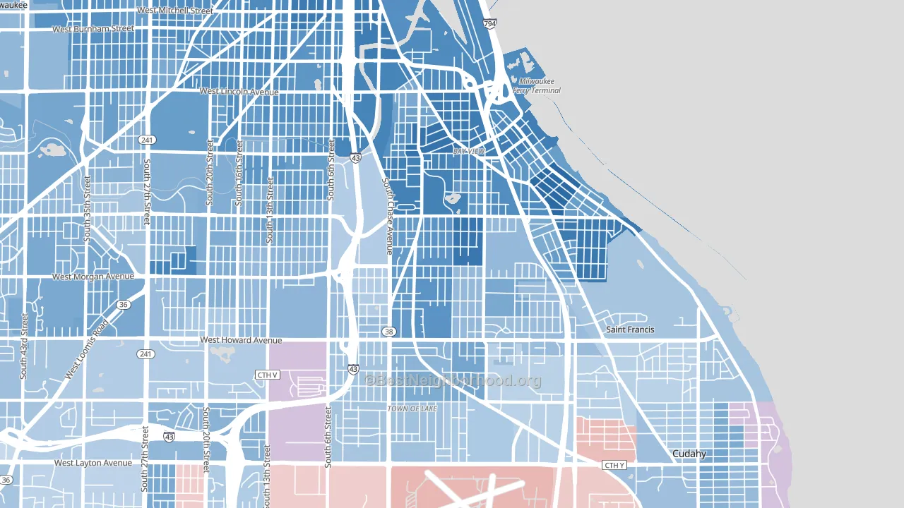 53207, WI block-group political-lean map