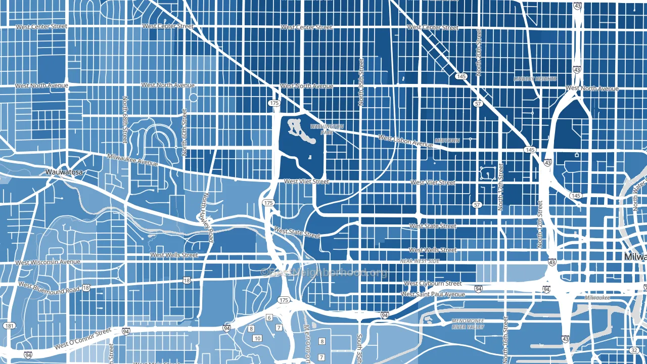 53208, WI block-group political-lean map
