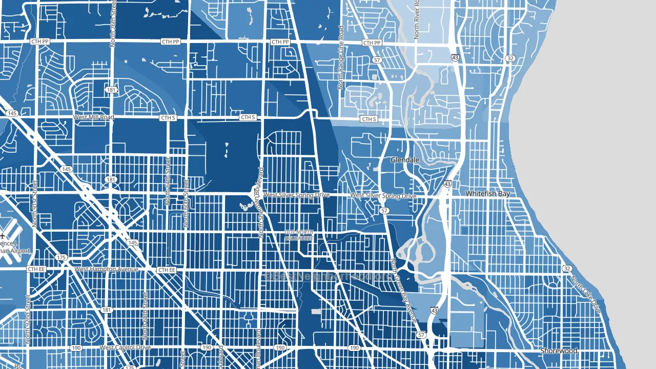 53209, WI block-group political-lean map