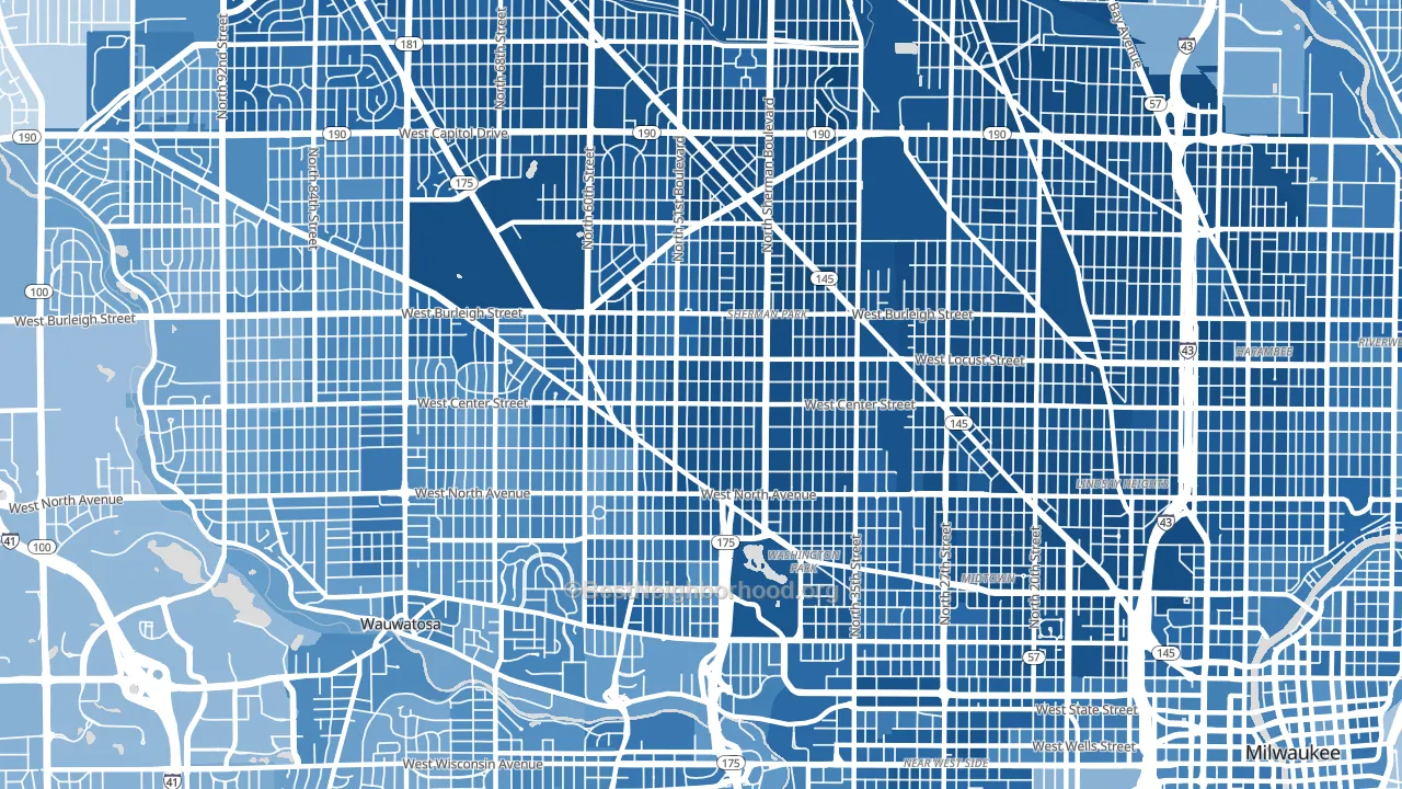 53210, WI block-group political-lean map