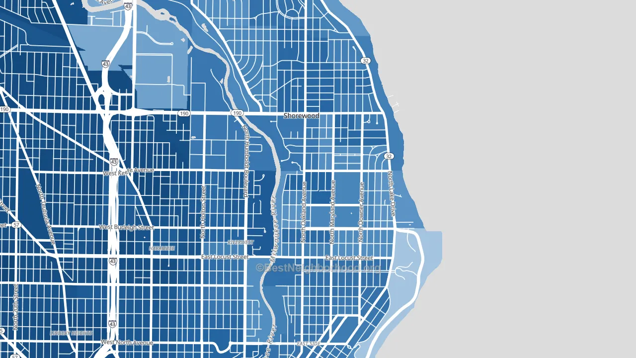 53211, WI block-group political-lean map