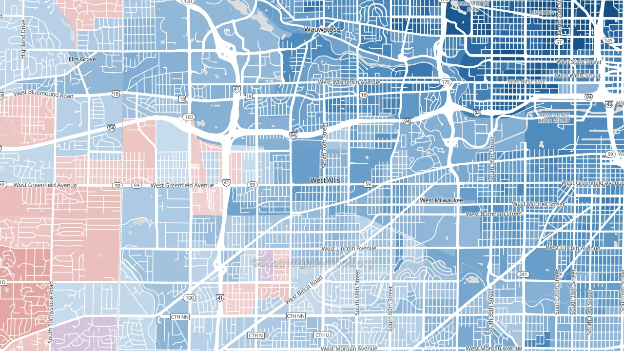 53214, WI block-group political-lean map