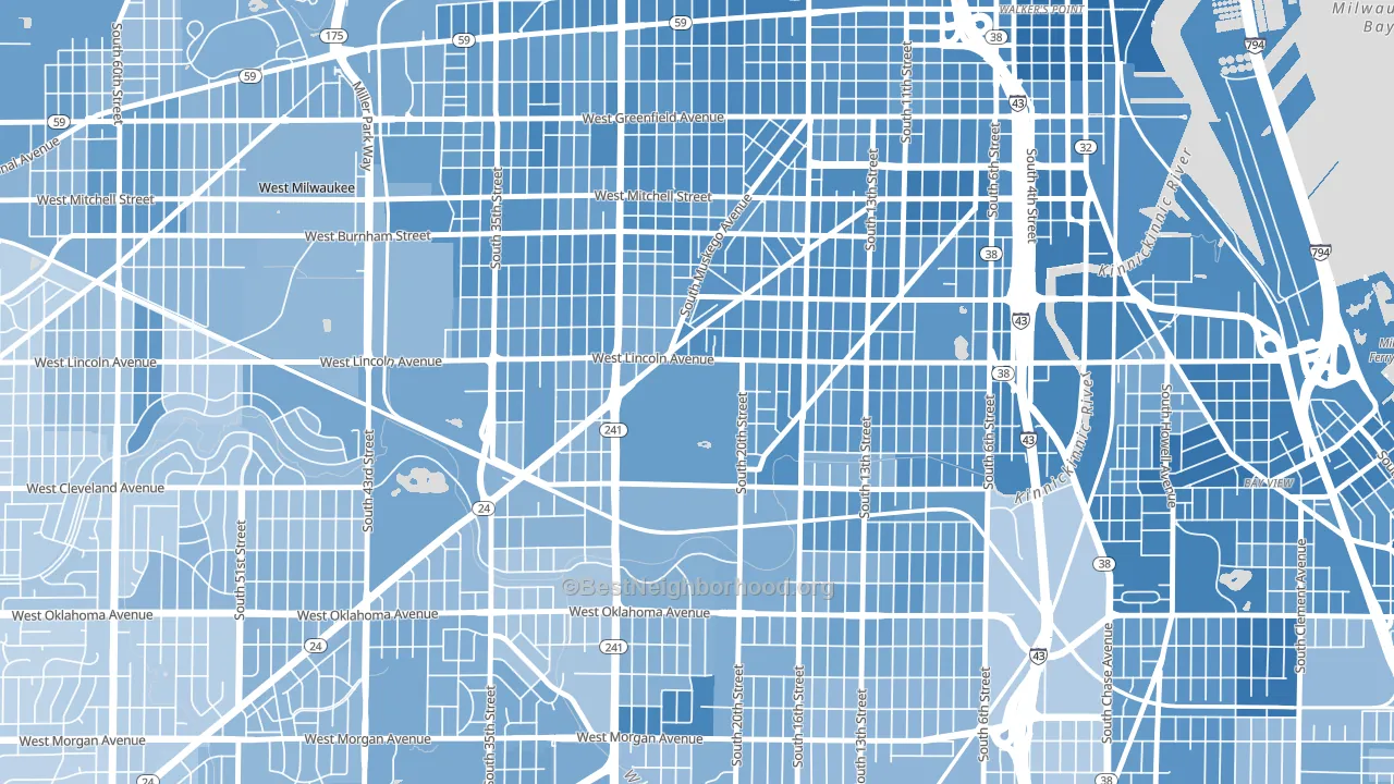53215, WI block-group political-lean map