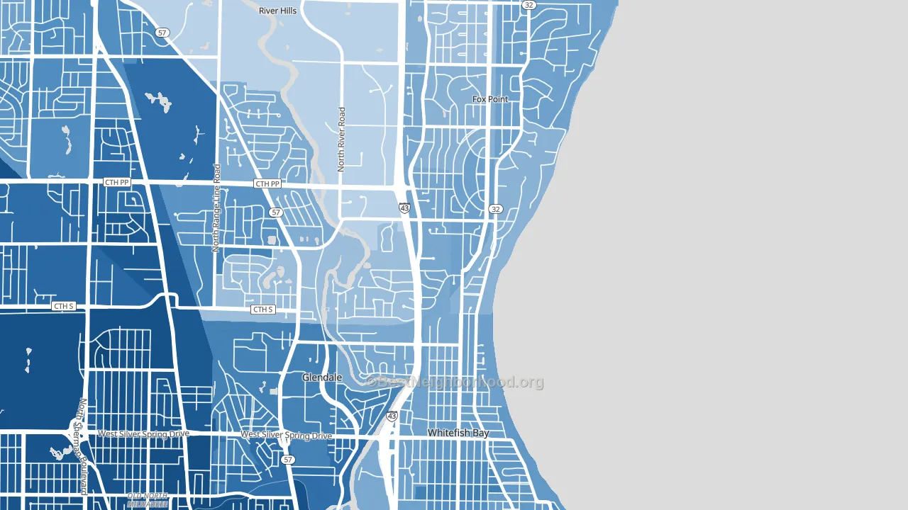 53217, WI block-group political-lean map