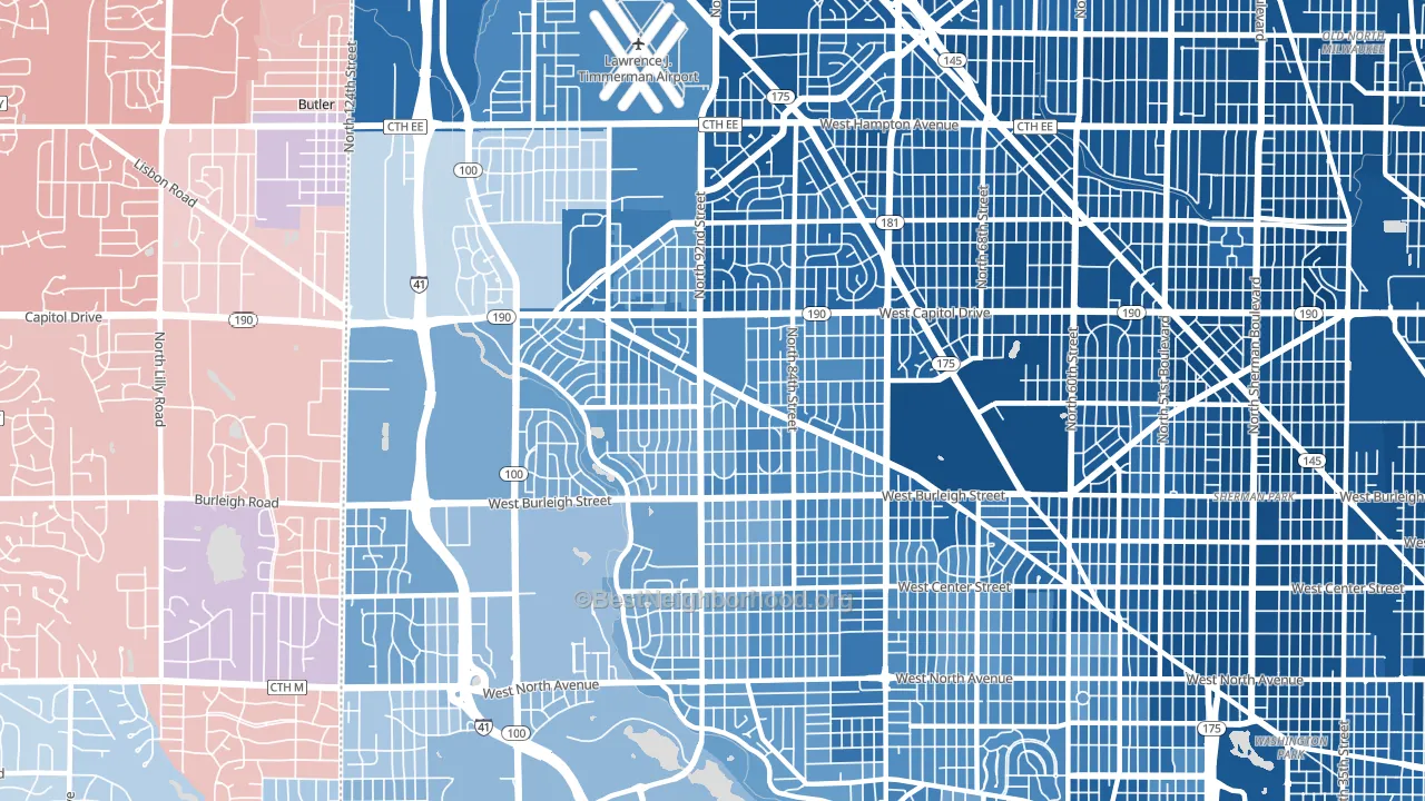 53222, WI block-group political-lean map