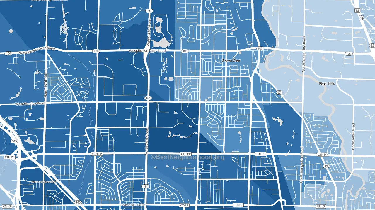 53223, WI block-group political-lean map