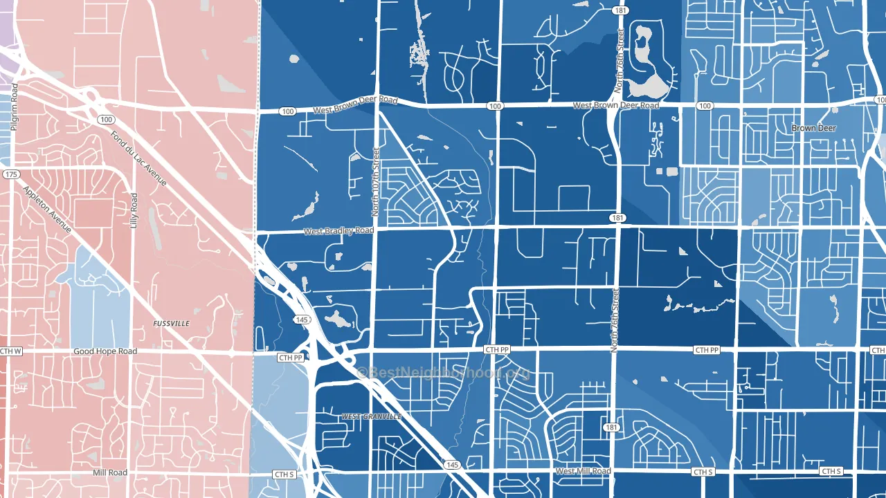 53224, WI block-group political-lean map