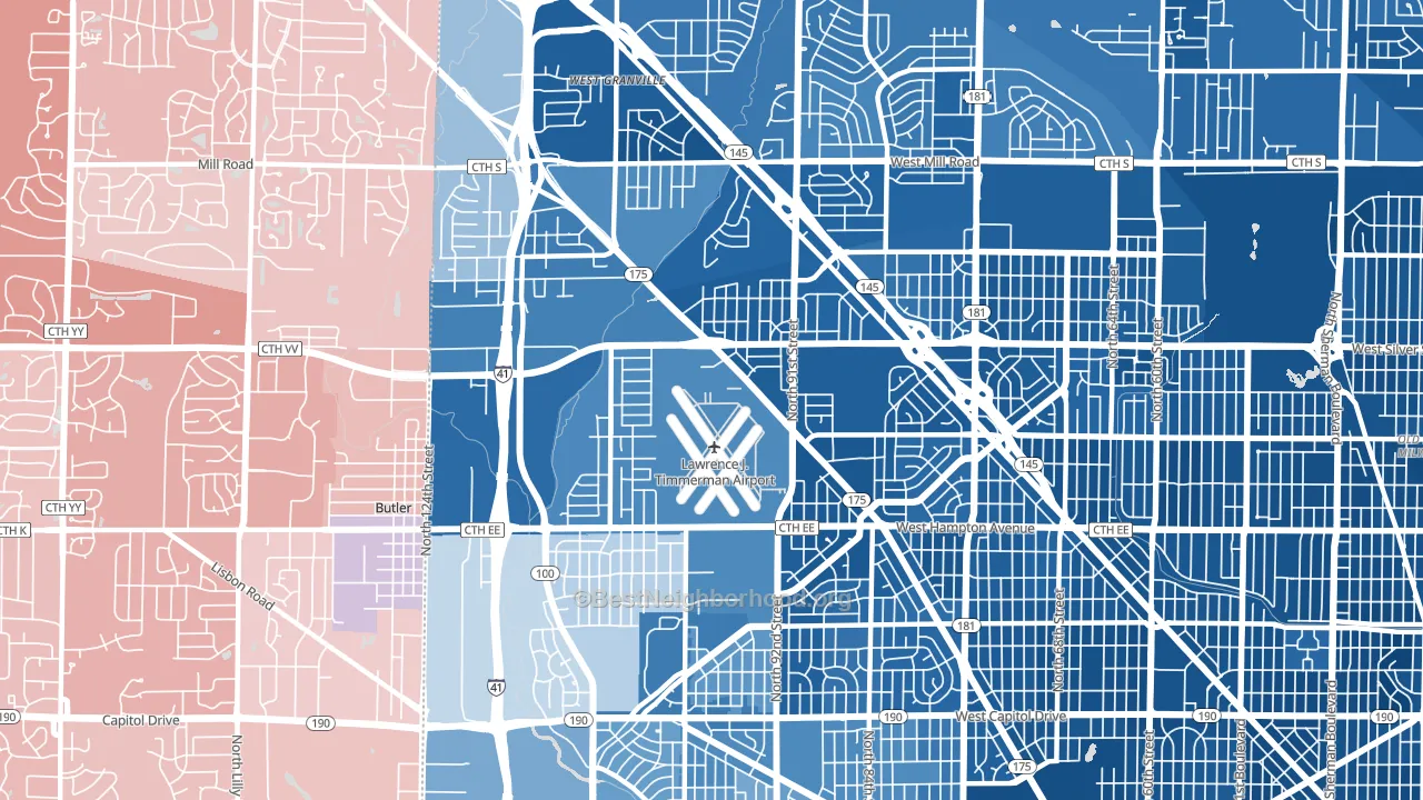 53225, WI block-group political-lean map