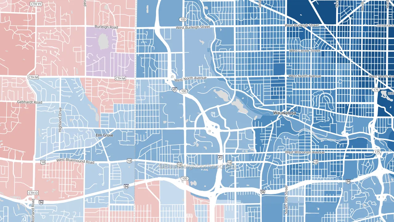 53226, WI block-group political-lean map