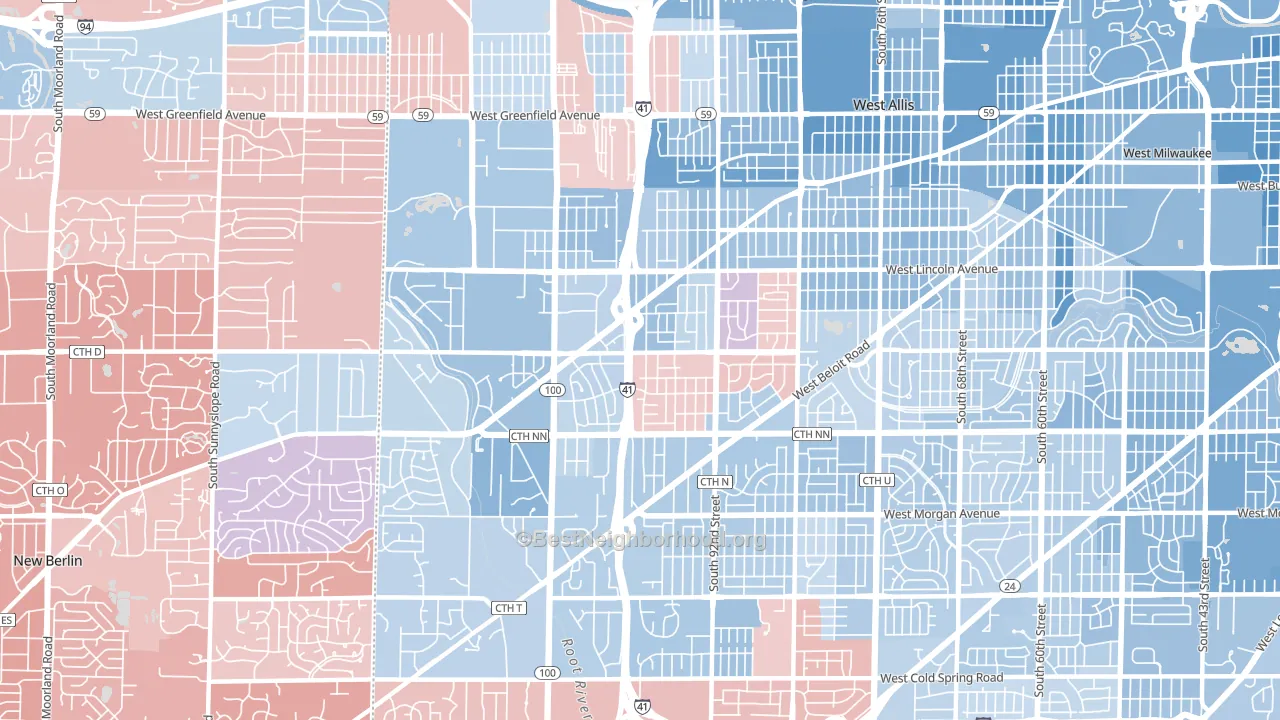 53227, WI block-group political-lean map