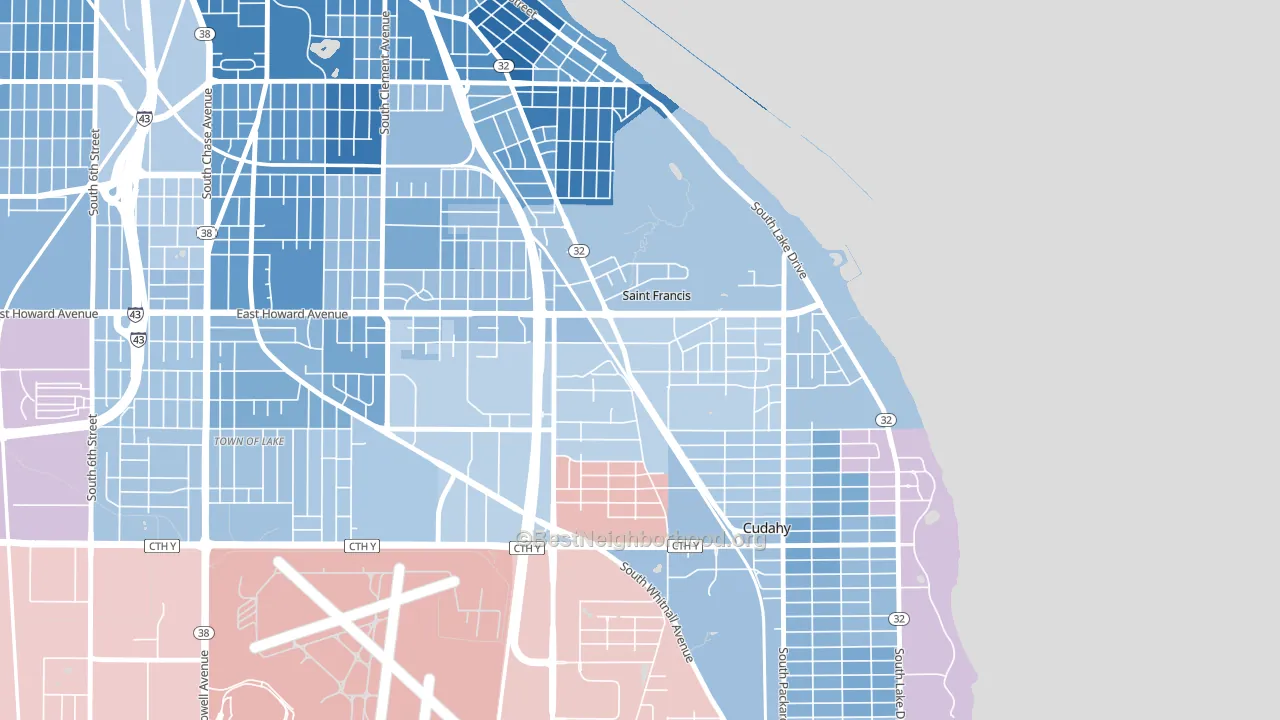 53235, WI block-group political-lean map