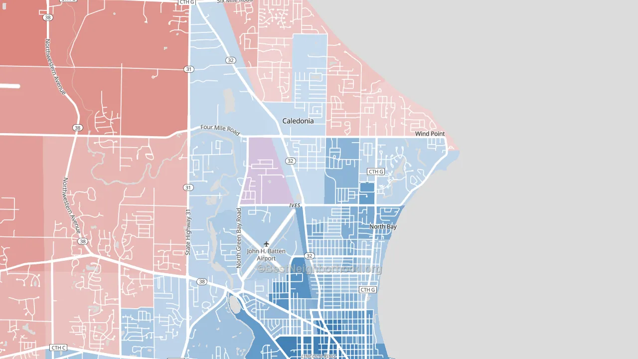 53402, WI block-group political-lean map