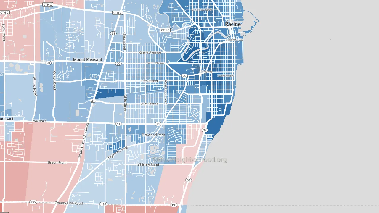 53403, WI block-group political-lean map