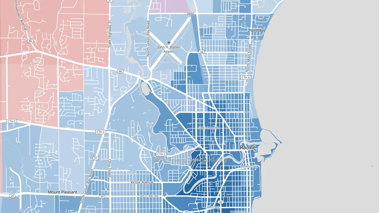 53404, WI block-group political-lean map