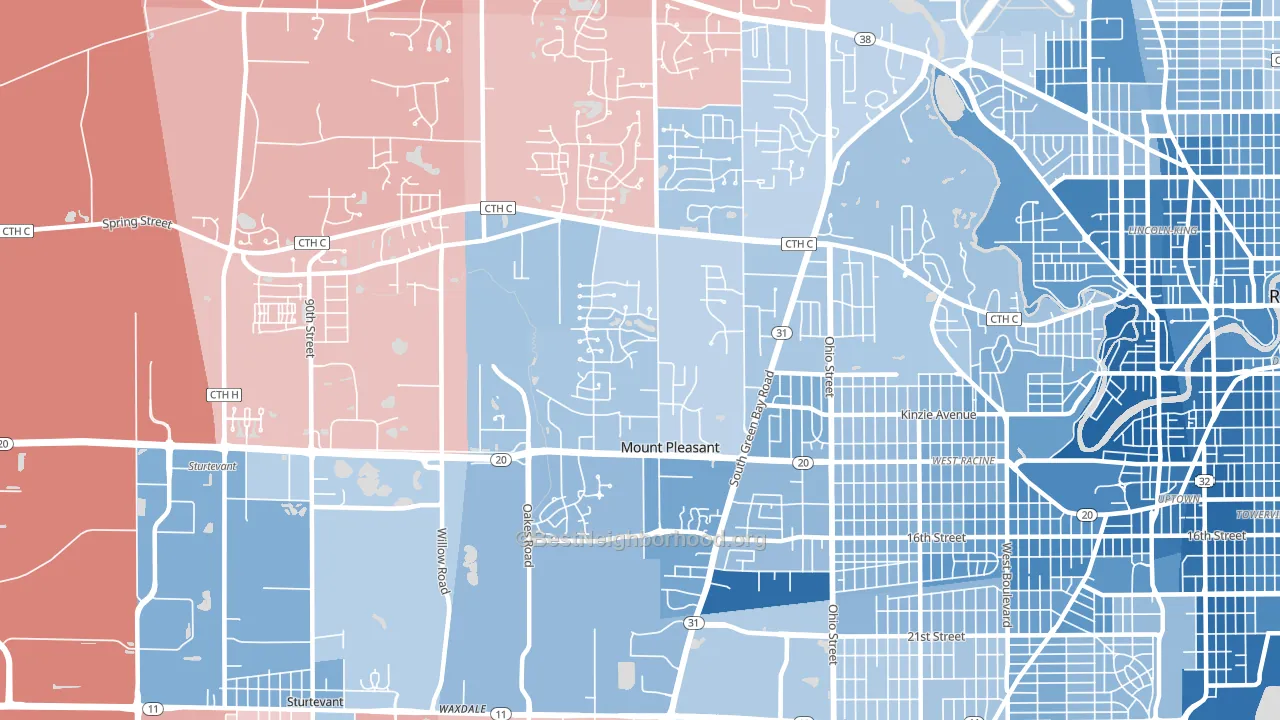 53406, WI block-group political-lean map
