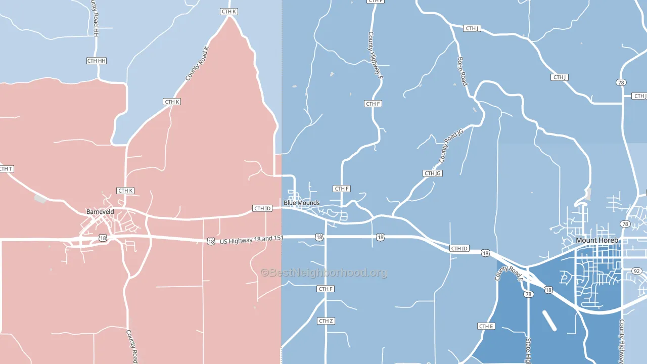 53517, WI block-group political-lean map