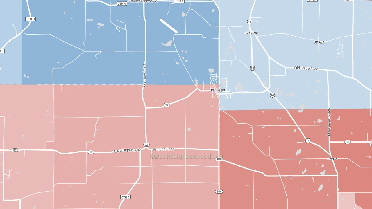 53521, WI block-group political-lean map