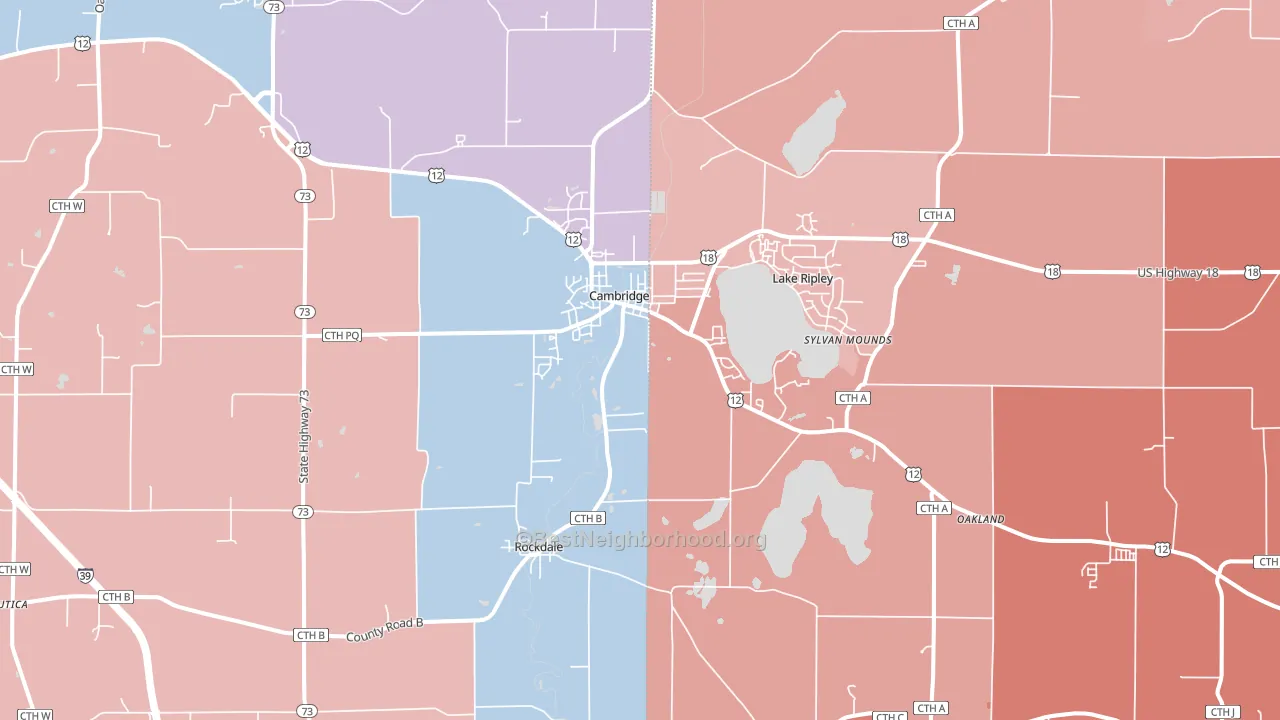 53523, WI block-group political-lean map